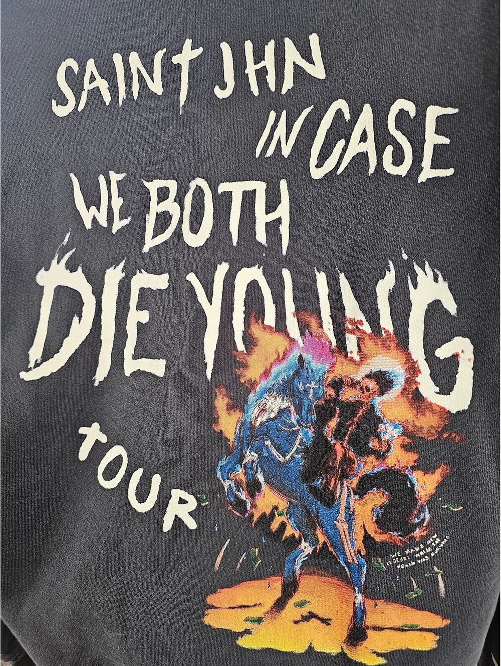 Saint JHN 21' 'In Case We Both Die Young' Tour Hoodie Grey - Picture 8 of 15